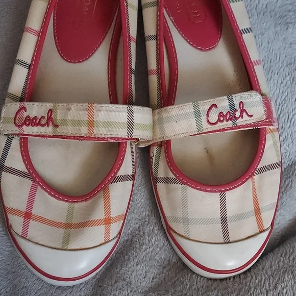Coach Plaid Mary Jane Shoes - Pink and White - Picture 2 of 7